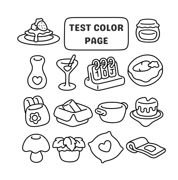Super cute kawaii style test coloring page super cute and playful details. Coloring page. Coloring book. Kawaii. Line art.